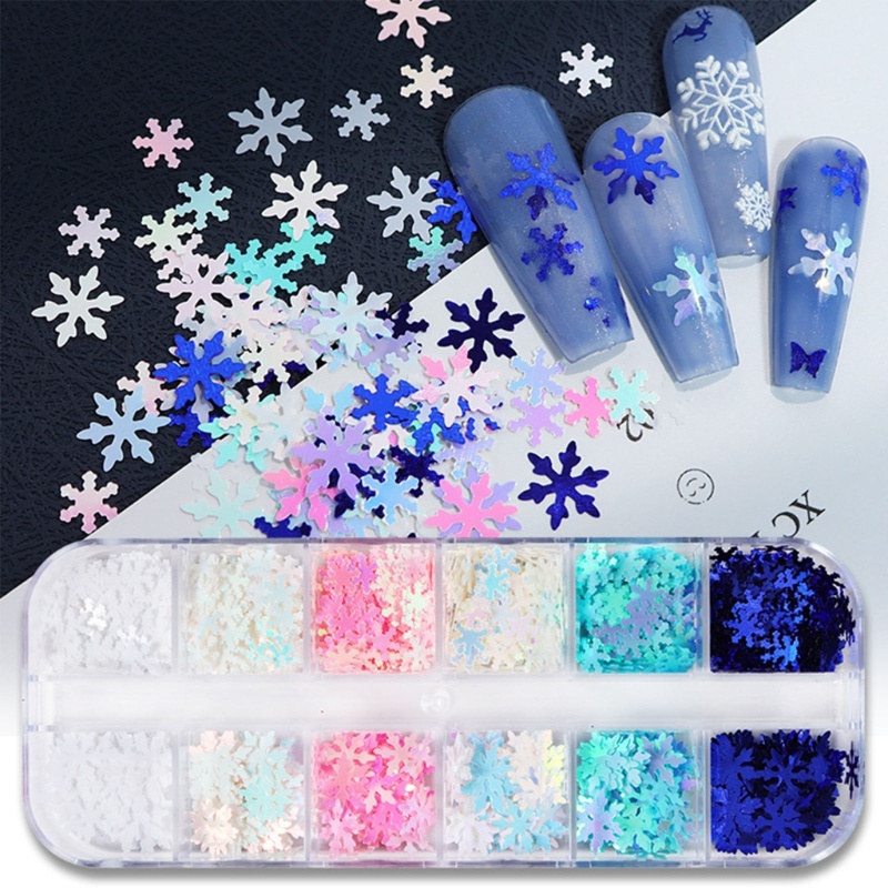 Hộp Sequin Hình Bông Tuyết Dùng Trang Trí Móng Nghệ Thuật