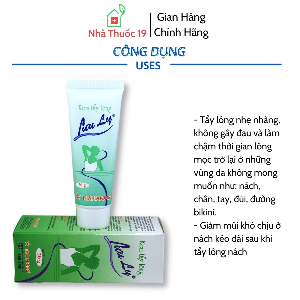 Kem Tẩy Lông Triệt Lông Lưu Ly - Sao Thái Dương Tuýp 20g Gel Làm Sạch Lông Tay, Lông Chân, Nách, Kem Wax Bikini