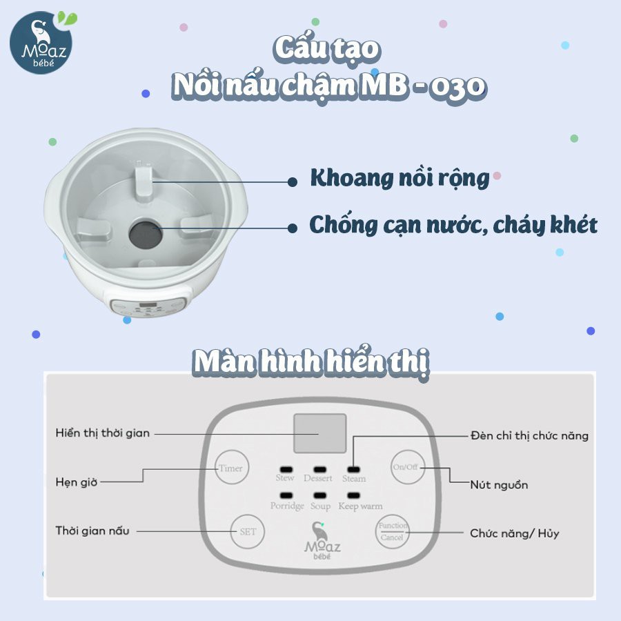 MB 030- Nồi Nấu Cháo Chậm Moaz Bebe