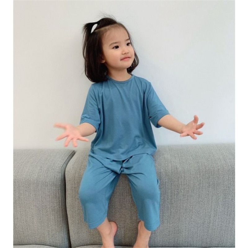 Bộ Đồ Ngủ Vải Cotton Mỏng Dáng Rộng Thoải Mái Thời Trang Mùa Hè Cho Bé