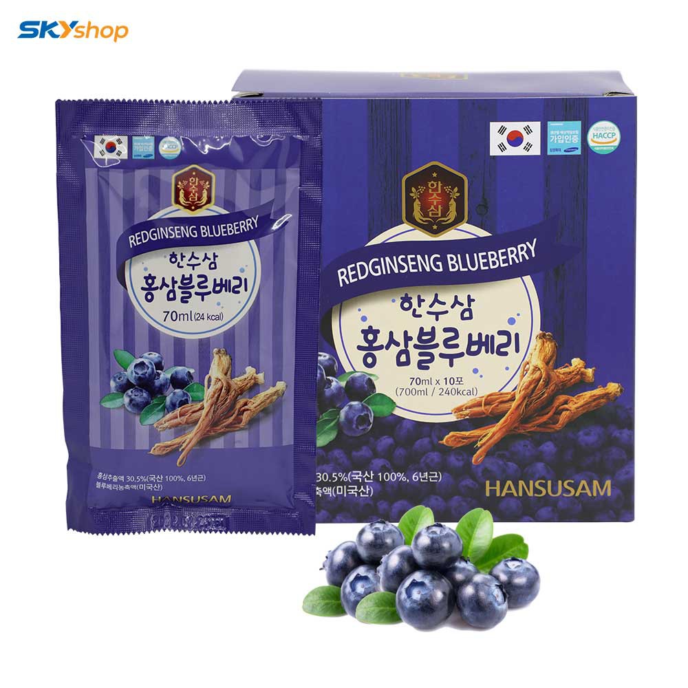 [Hot] Nước Tinh Chất Việt Quất Hồng Sâm (KOREA GINSENG BLUEBERRY) 70ml x 20 gói - Làm đẹp da, chống lão hóa