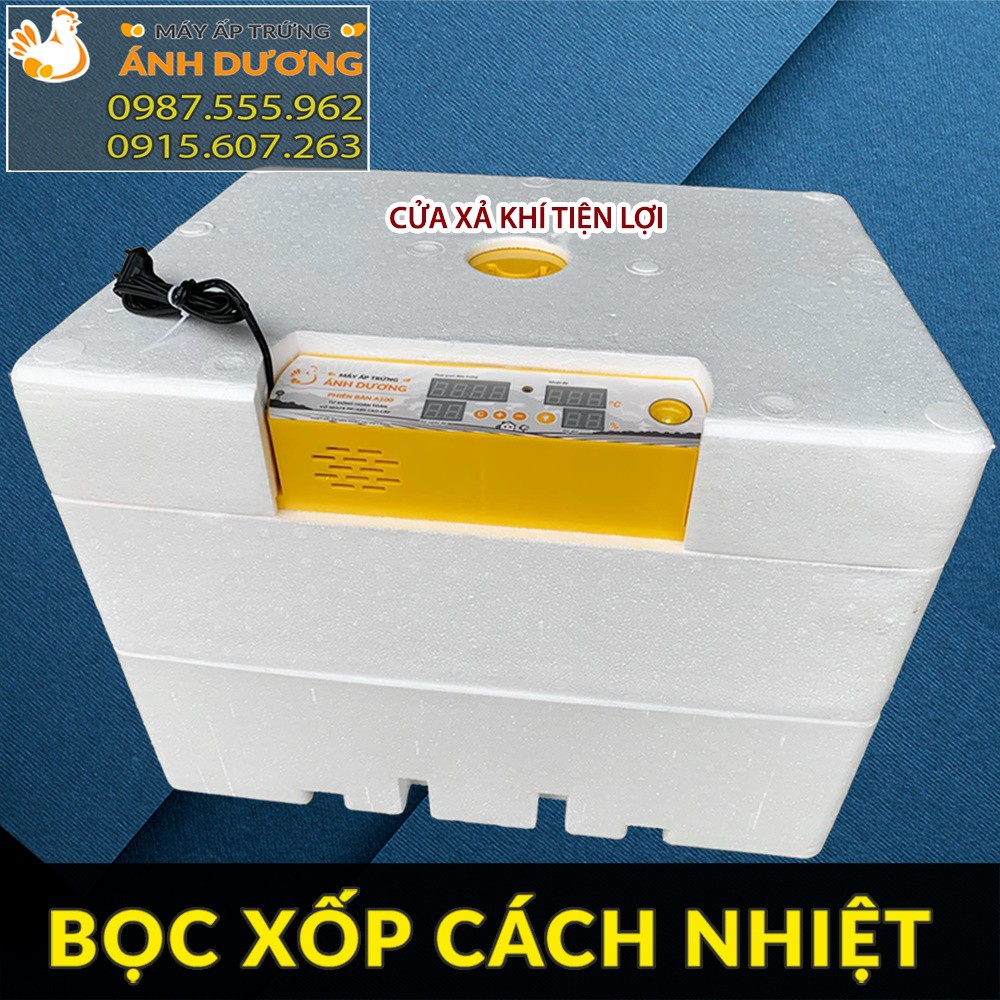 Máy ấp Ánh Dương A100 ấp 100 trứng gà, vịt, ngan, bồ câu, chim cút, nở trên 95% - Khay đảo nhôm