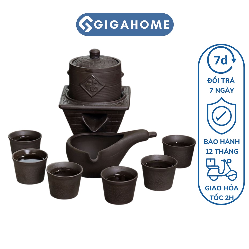 bộ Ấm Chén Pha Trà Cối Xay GIGAHOME Chất Liệu Sứ Cao Cấp, Giữ Nhiệt 9 Món 9487