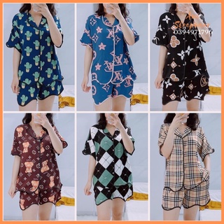 Bộ Pyjama Đùi Viền Sóng Lụa Mango Vic Nhiều Mẫu Xinh Xắn - Awi Sleepwear Pijama