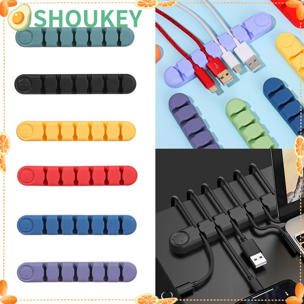 Shouhou Dụng Cụ Quấn Dây Cáp Gọn Gàng Hình Gấu|Giá Đỡ Cố Định Dây Cáp Tai Nghe Để Bàn 6 Ngăn Bằng Silicone Tiện Lợi