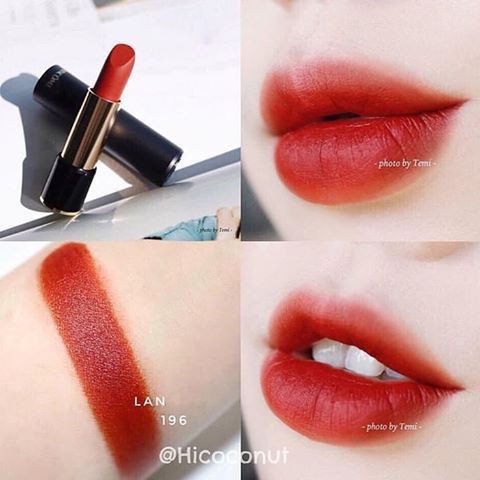 Son Lancome 196 Màu Cam Cháy Orange Sanguine Drama Matte