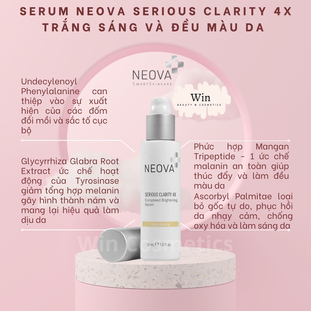 Serum Neova Serious Clarity 4X Chứa Phức Hợp Làm Trắng Sáng Da, Cải Thiện Nám & Da Không Đều Màu