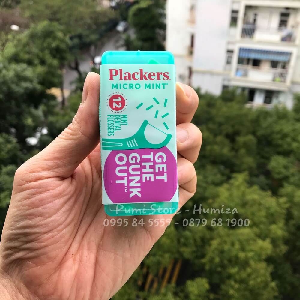 Tăm chỉ nha khoa Plackers - Back teeth -  Micro mint - Twinline - hộp du lịch nhập Mỹ