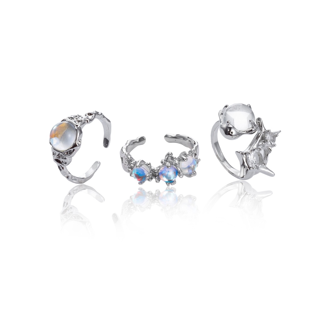 Nhẫn Bạc Đính Đá Opal Hình Trái Tim Thời Trang Cho Nữ
