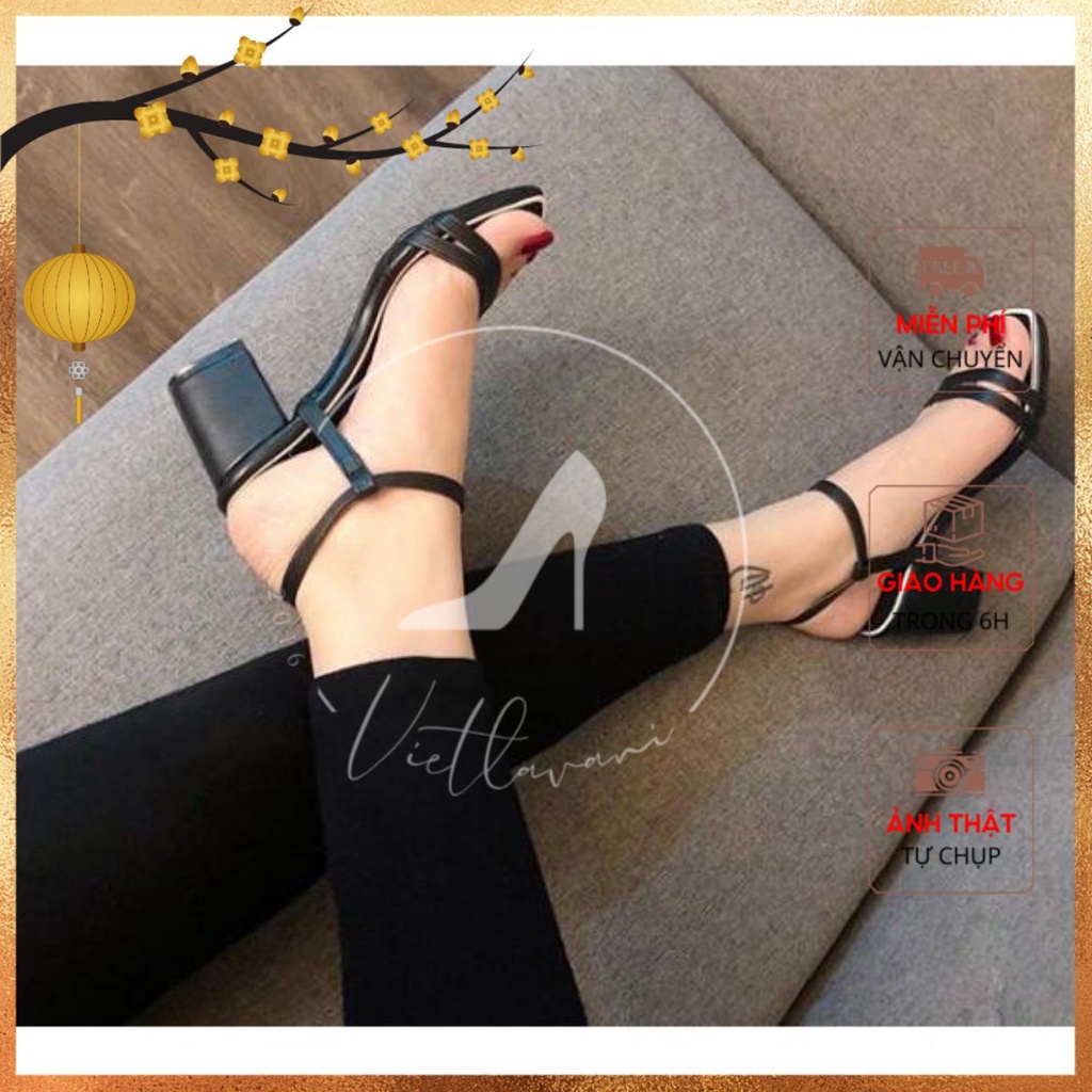 Giày sandal gót vuông quai mảnh thanh lịch MÃ LC_S3