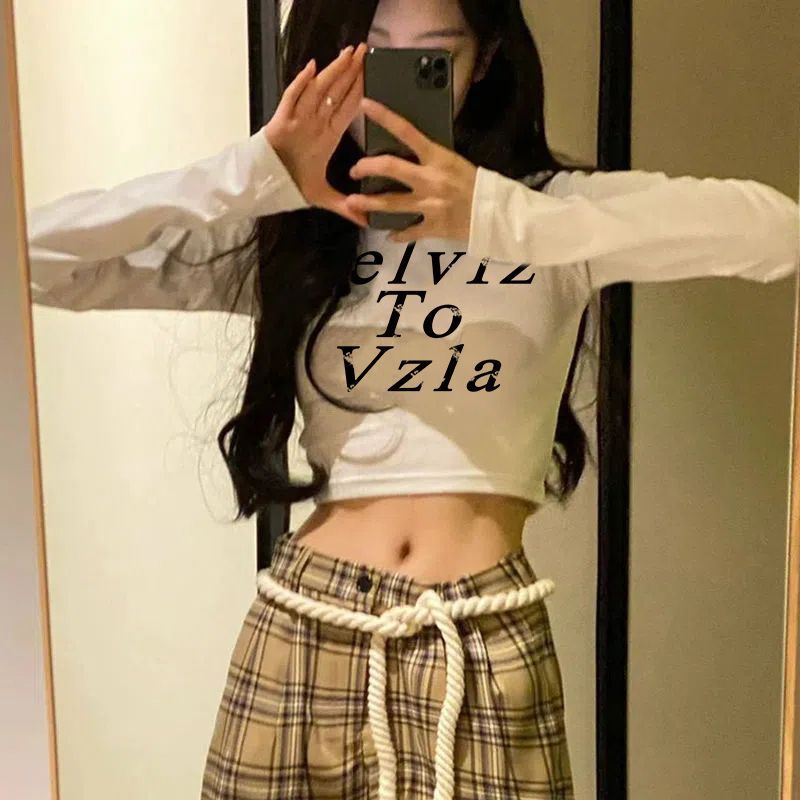 Áo Croptop Tay Dài In Họa Tiết Phong Cách retro Quyến Rũ Cho Nữ