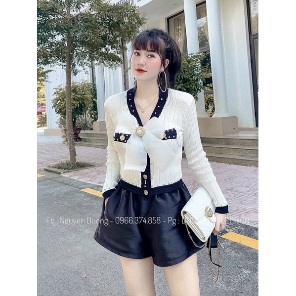 Áo Len điệu [HOT🔥] đính đá cổ nơ hàng Quảng Châu cao cấp | BigBuy360 - bigbuy360.vn