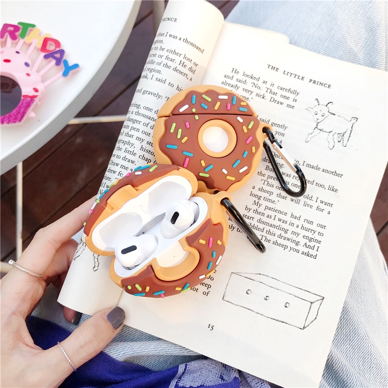 CREATIVE Vỏ Đựng Bảo Vệ Hộp Sạc Tai Nghe Airpods 1 / 2 Chống Sốc Hình Bánh Donut