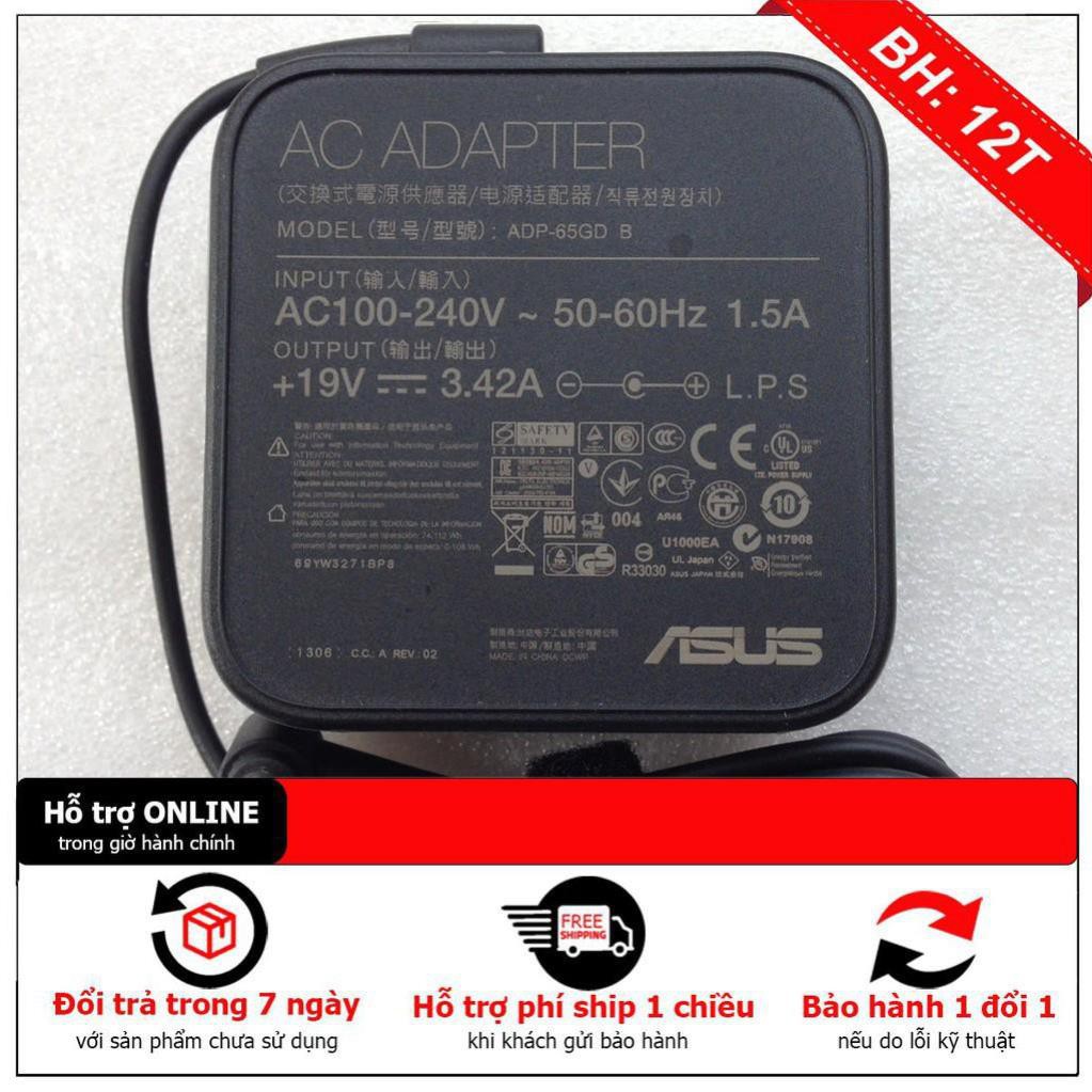 Sạc Dành Cho Laptop Asus 19V - 3.42A Chân Thường (hình vuông) - Hàng Chính Hãng