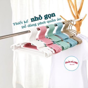 Set 10 móc treo quần áo nhựa Việt Nhật 2 size cho người lớn, trẻ em - Mắc nhũ treo quần áo, móc phơi đồ GT 2814/2815