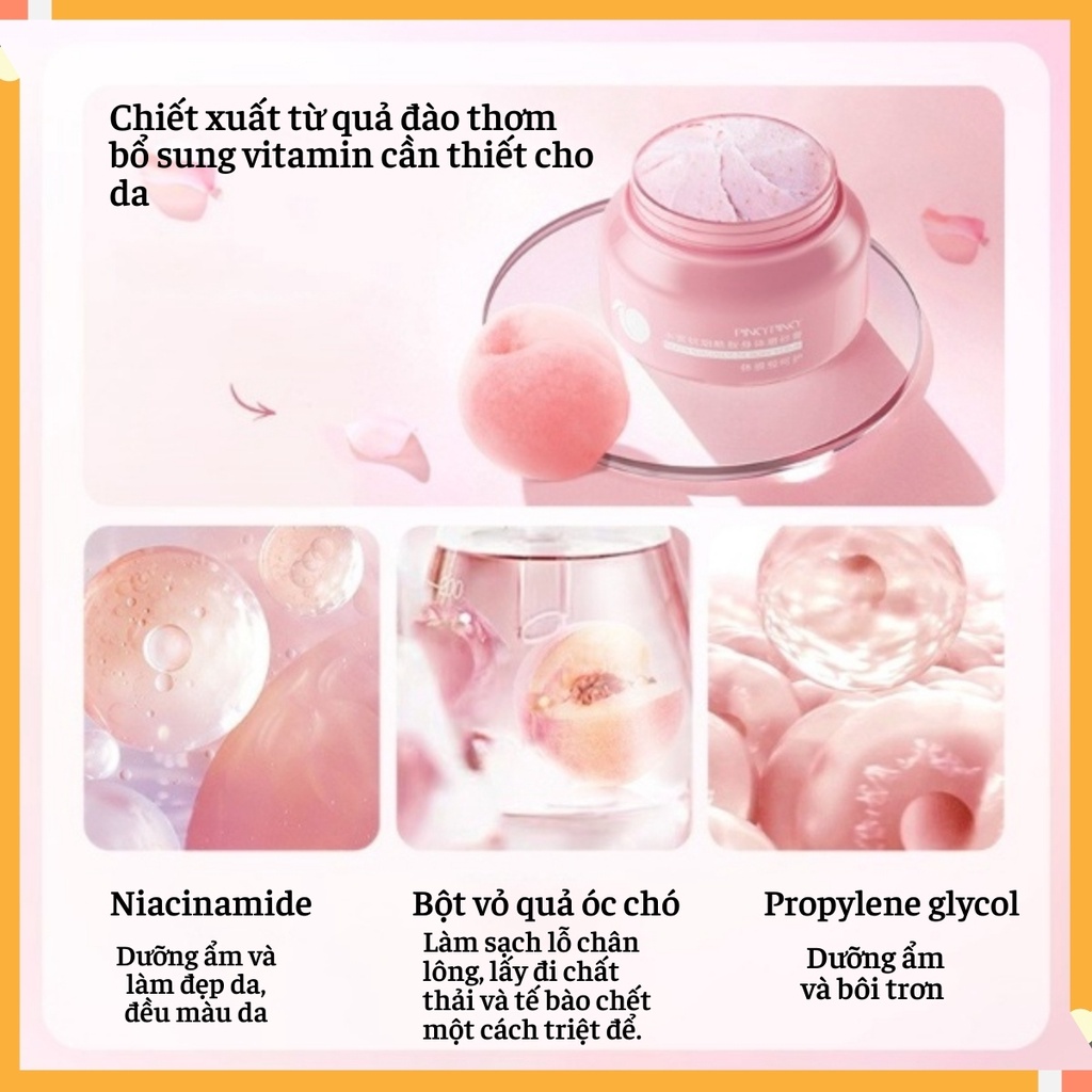 Tẩy Tế Bào Chết Tẩy Da Chết Body Đào PinkyPinky Thải Độc Làm Sạch Lỗ Chân Lông Dưỡng Ẩm Cho Da Nội Địa Trung