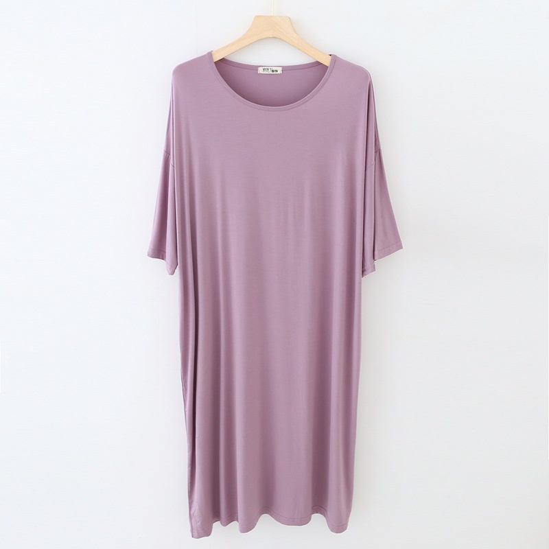 Đầm Cotton Trơn Tay Dài Cổ Tròn Dáng Rộng Thời Trang Mùa Hè Cho Nữ