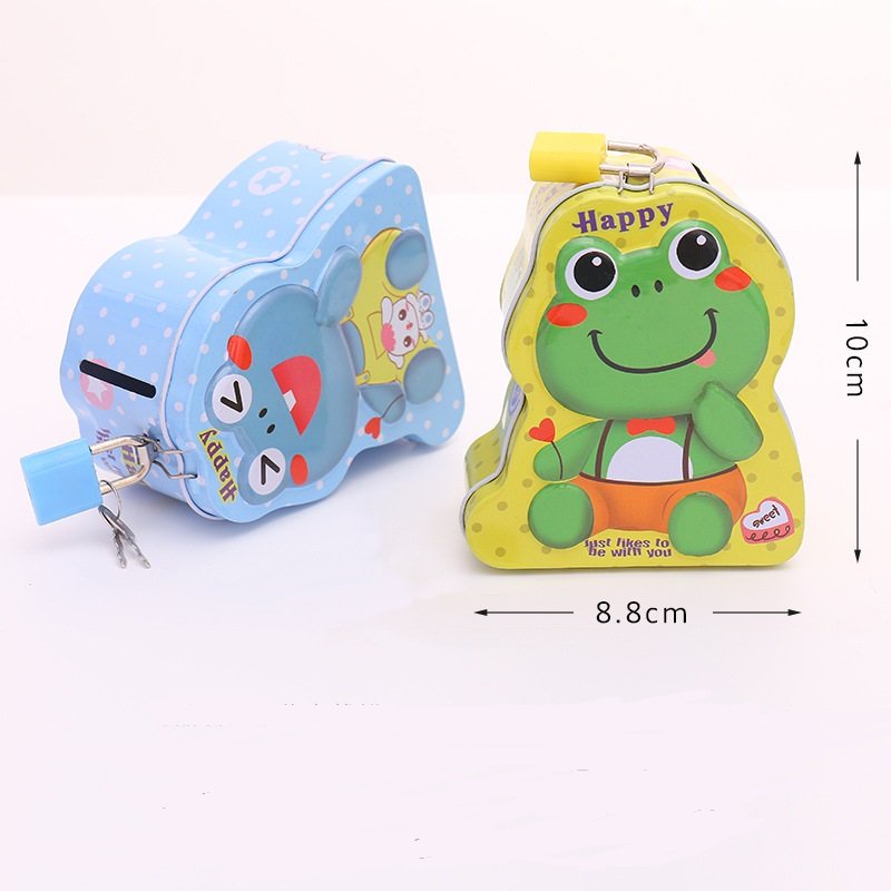 Két Sắt Ống Heo Tiết Kiệm Hình Thú Có Khóa Mini Cho Bé