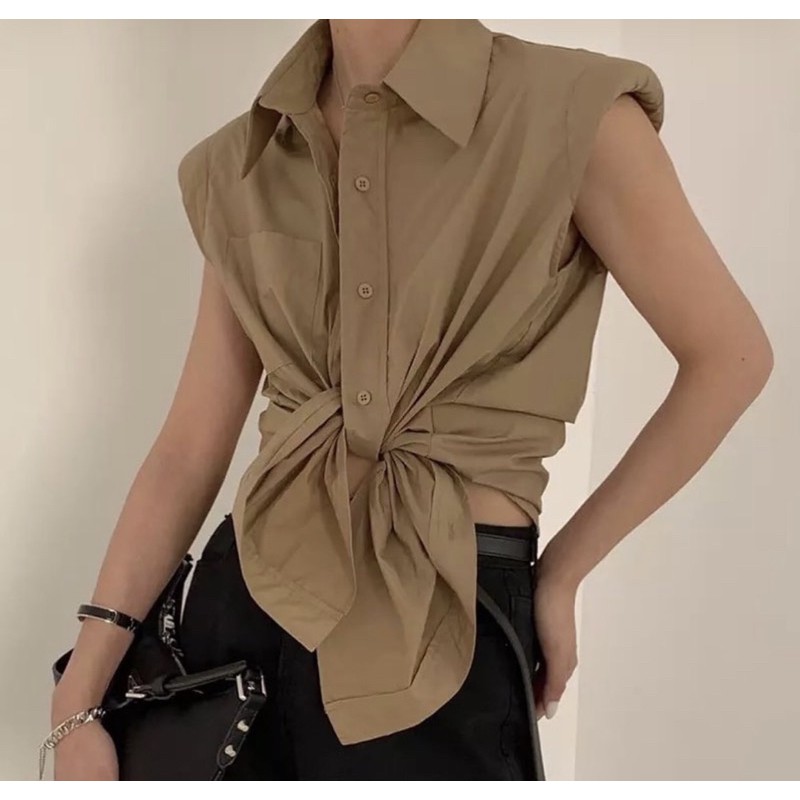 2 Màu Áo Sơ Mi Không Tay Vải Hỗn Hợp zara Shop Phong Cách Vẫn Treo m2m