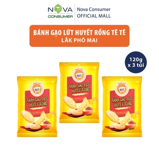 [Combo 3 túi] Bánh Gạo Lứt Huyết Rồng Tê Tê Lắk Phô Mai 120g x 3 túi