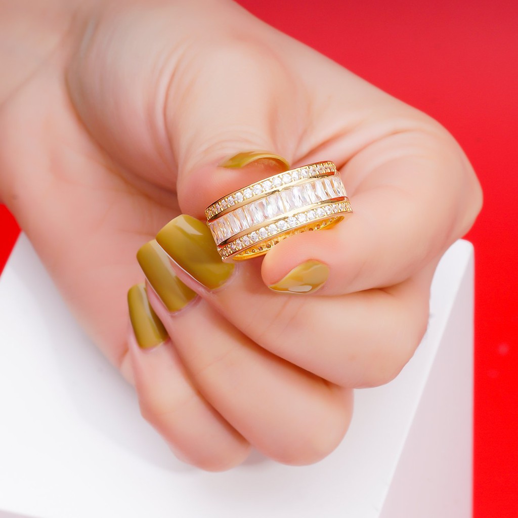Nhẫn nữ UHA mạ vàng 18K đính đá CZ N538155-150