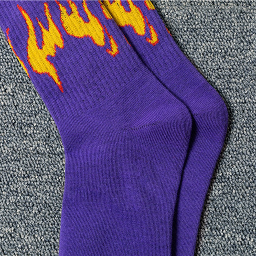 Tất Cotton Giữ Ấm Họa Tiết Ngọn Lửa Nhiều Màu Thời Trang