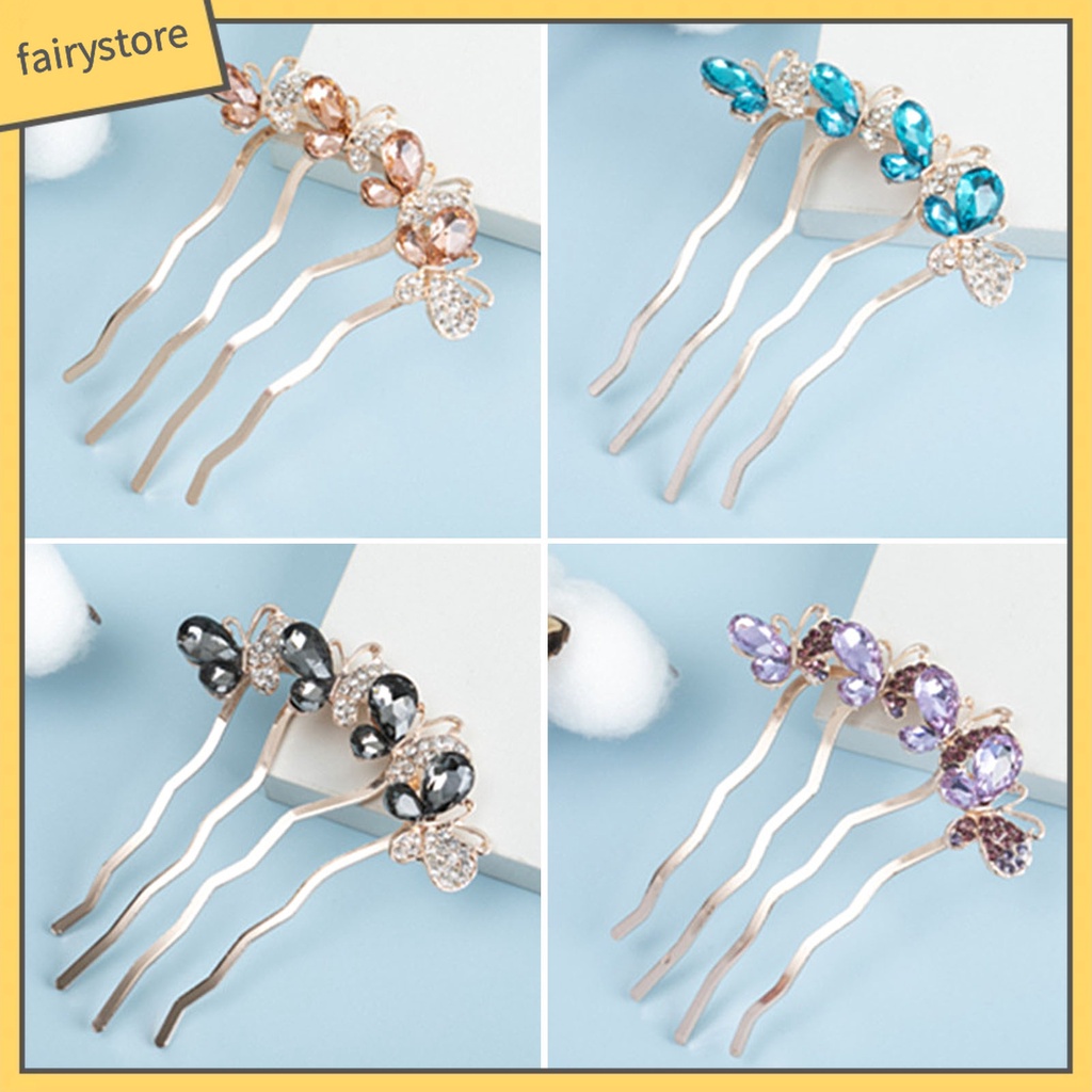 Lược Cài Tóc Hình Bướm Đính Đá Chất Lượng Cao