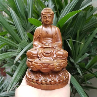 Tượng Gỗ A Di Đà Ngồi Đài Sen Để Nơi Làm Việc, Taplo Ô Tô - Chạm Khắc Tinh Tế