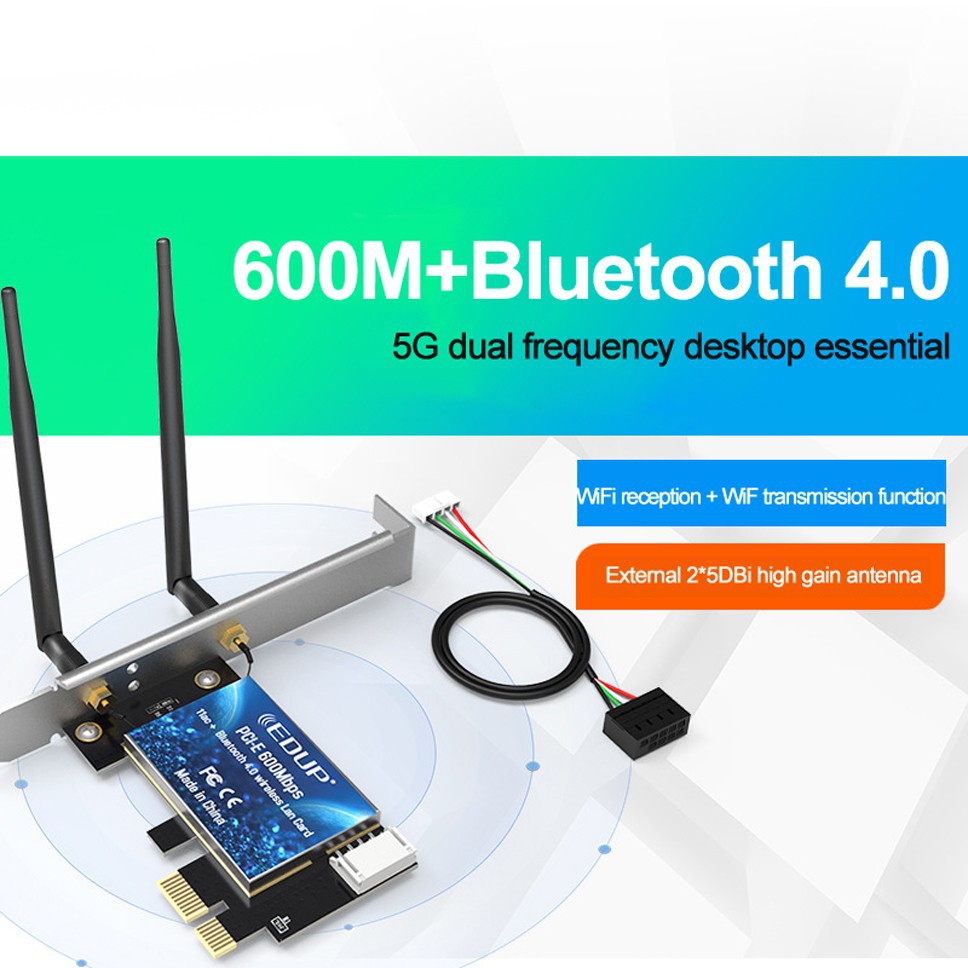 PC NEW Card Mạng Pci Express 600mbps 2.4ghz 5ghz Bluetooth 4.0 Cho Máy Tính