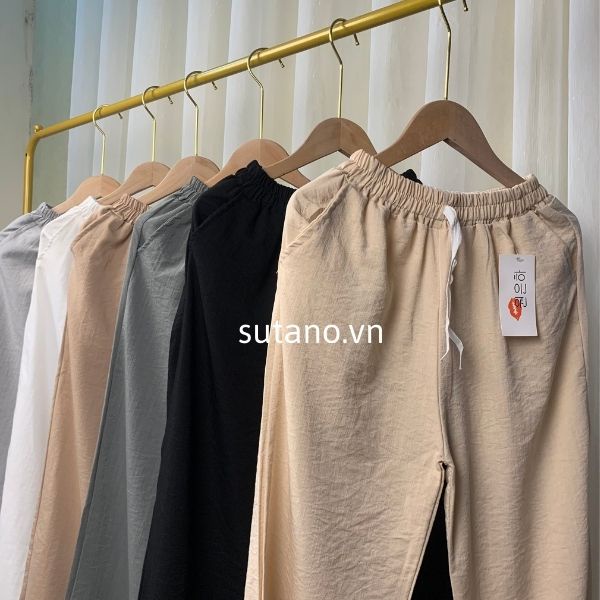 quần dài  nữ chất đũi  jogger cạp chun co giãn hàng đẹp mát mùa hè