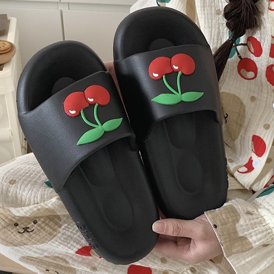 Dép Nhựa EVA Mềm Quai Ngang Hình Quả Cherry Phong Cách Hàn Quốc