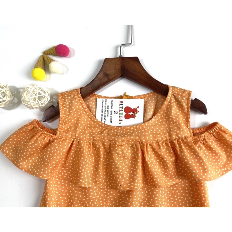 Đầm bé gái,váy trẻ em đuôi cá ,BITIKIDS, họa tiết chấm bi kate cotton size 0 đến 5 tuổi.