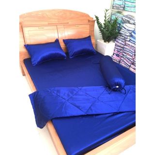 Trọn bộ 5 món chăn ga áo gối vải phi lụa trơn cao cấp