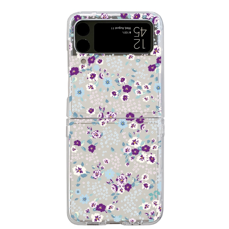 Bao Da Điện Thoại Nắp Gập Mỏng Họa Tiết Hoa Thời Trang Cho samsung galaxy z flip 4 flip 3 5g Ốp