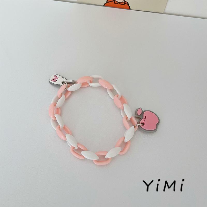 Vòng Tay Dây Harajuku Màu Hồng Dễ Thương Phong Cách Nhật Bản Cho Cặp Đôi