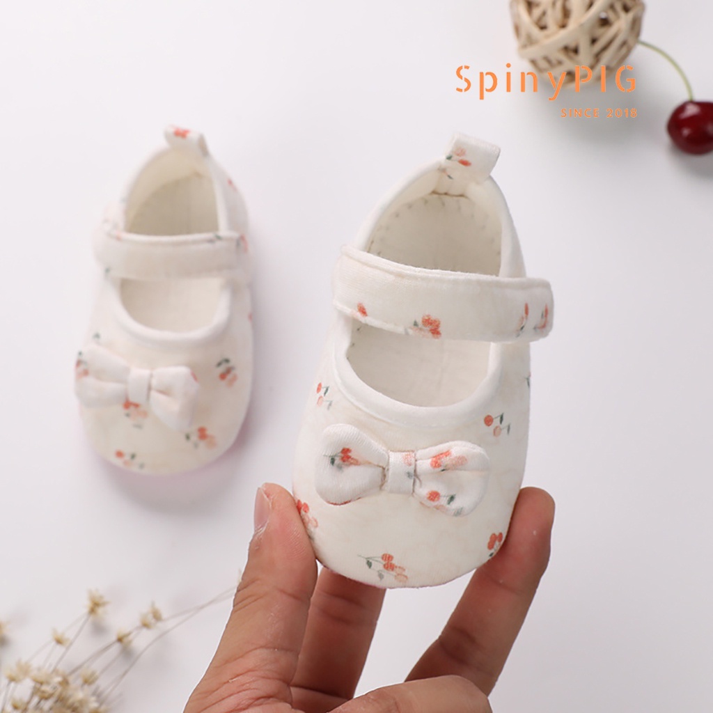 Giày tập đi cho bé gái 0-18 tháng tuổi chất liệu cotton cực xinh giúp chống trơn trượt