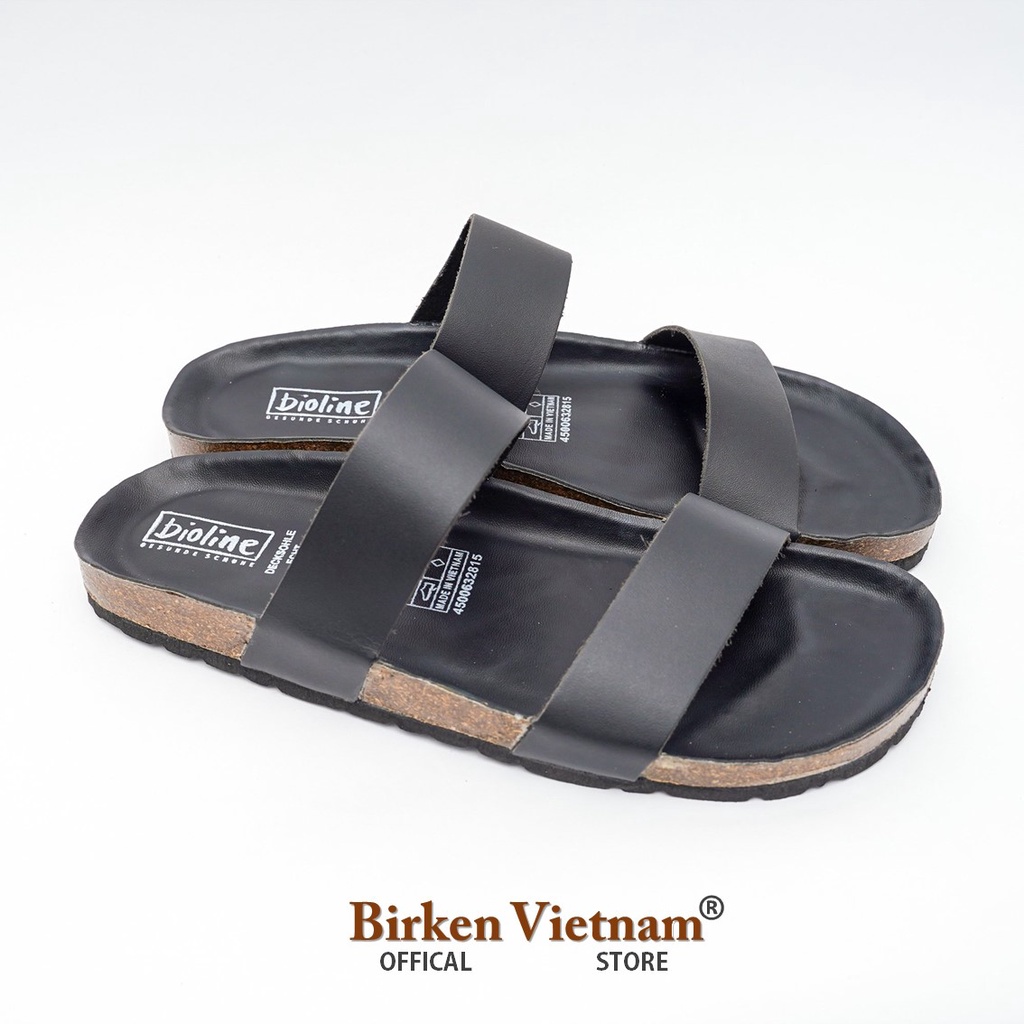 [ New Style ] MÃ DK18 Dép DA BÒ Đế Trấu Lót PU Chống Nước Quai Ngang Unisex Birken Vietnam Bioline