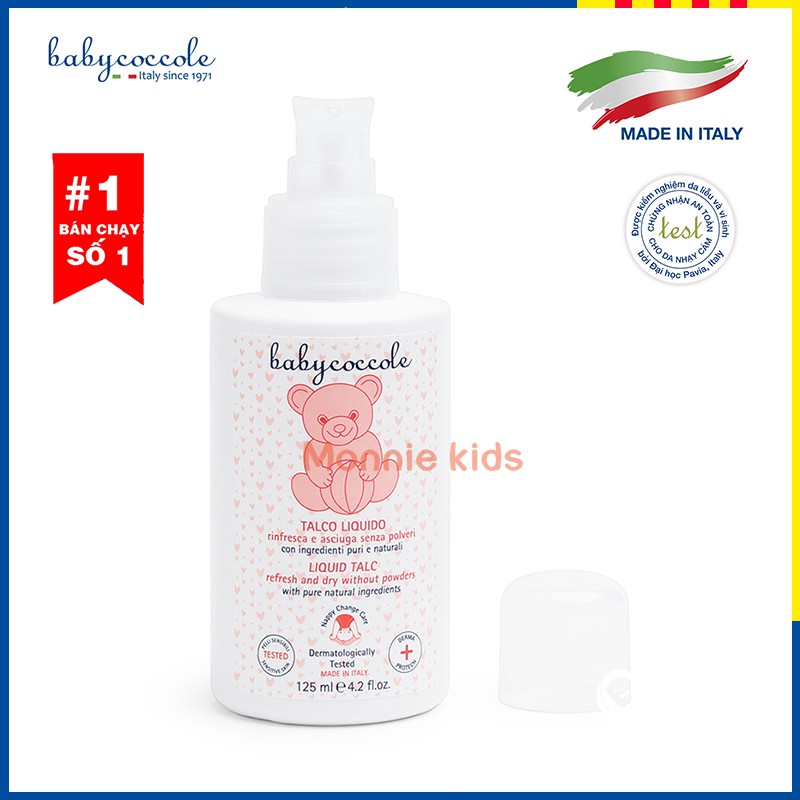 Phấn rôm nước BABYCOCCOLE 125ml 0m+, phấn rôm nước bột bắp cấp ẩm làm mềm da - Monnie Kids