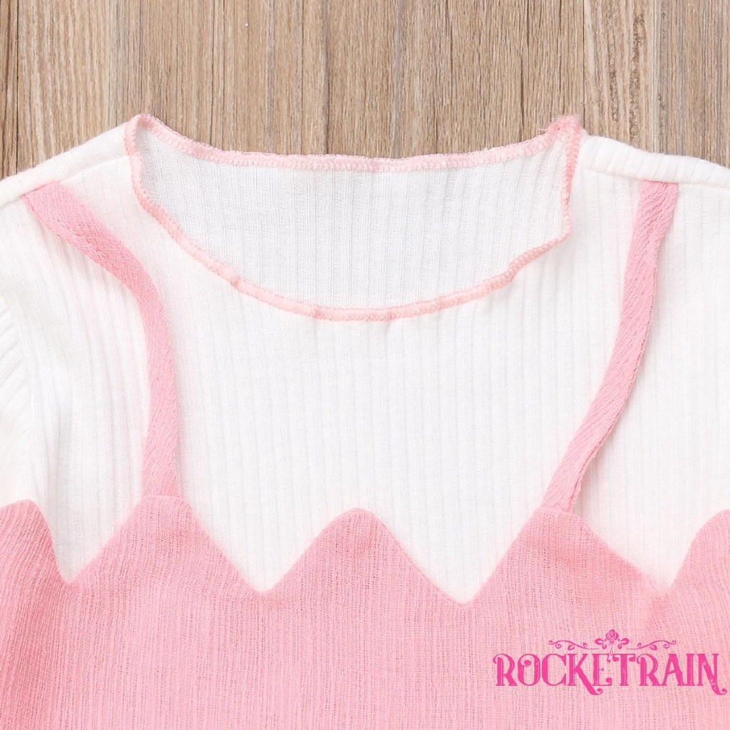 Đầm công chúa thắt nơ màu hồng thời trang cho bé gái