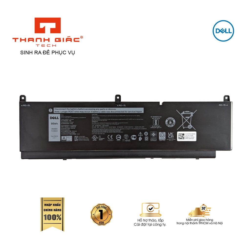 Pin Laptop Dell PKWVM 95Wh Thay Thế Cho Dell Precision 7550 7650 7750 7760 - Bảo Hành 6 Tháng