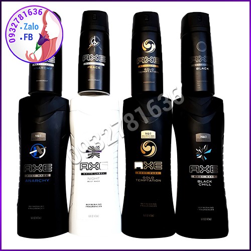 Combo sữa tắm + xịt khử mùi axe