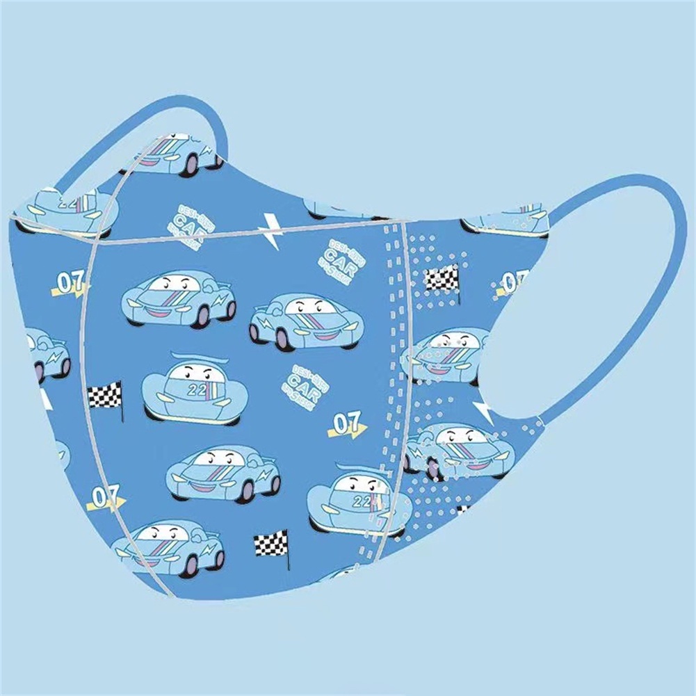 Bộ 10 Khẩu Trang 3 Lớp Dùng Một Lần In Họa Tiết Hoạt Hình Xe Hơi / Cá Mập / Công Chúa Elsa / Khủng Long 3D Cho