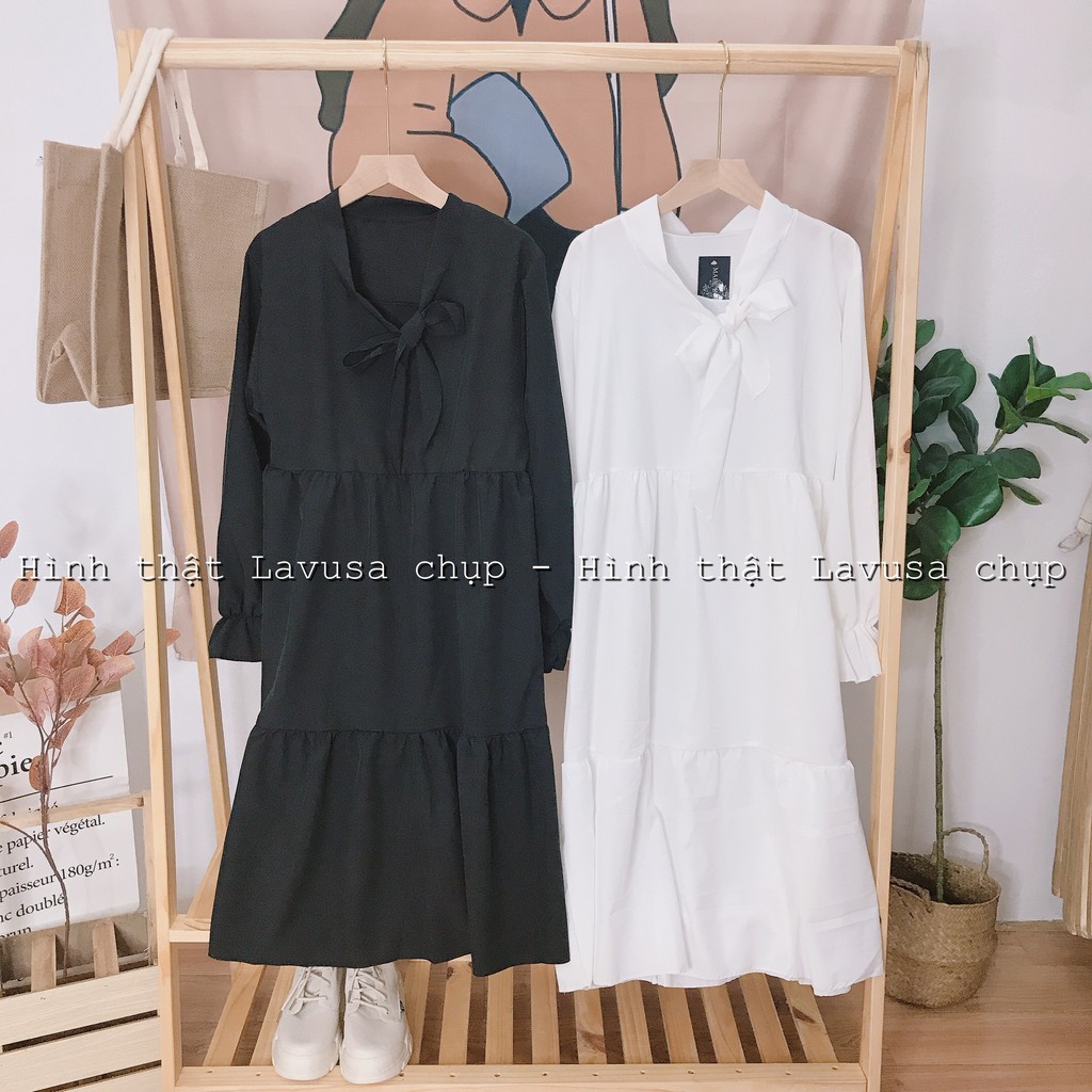 Váy babydoll nơ cổ trắng 🌸 FREESHIP🌸 Đầm bánh bèo trắng dễ thương LAVUSA (ảnh thật/sẵn) | BigBuy360 - bigbuy360.vn