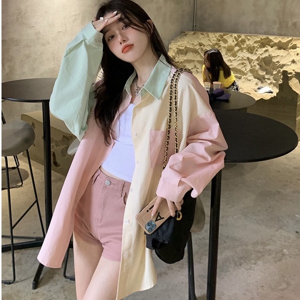 Áo Sơ Mi Nữ Dài Tay Cổ Tròn Thời Trang Hàn