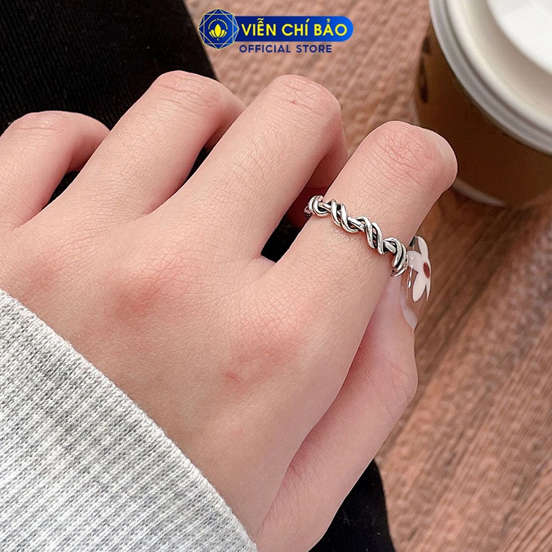 Nhẫn bạc nữ xoắn trơn chất liệu bạc 925 thời trang phụ kiện trang sức nữ thương hiệu Viễn Chí Bảo