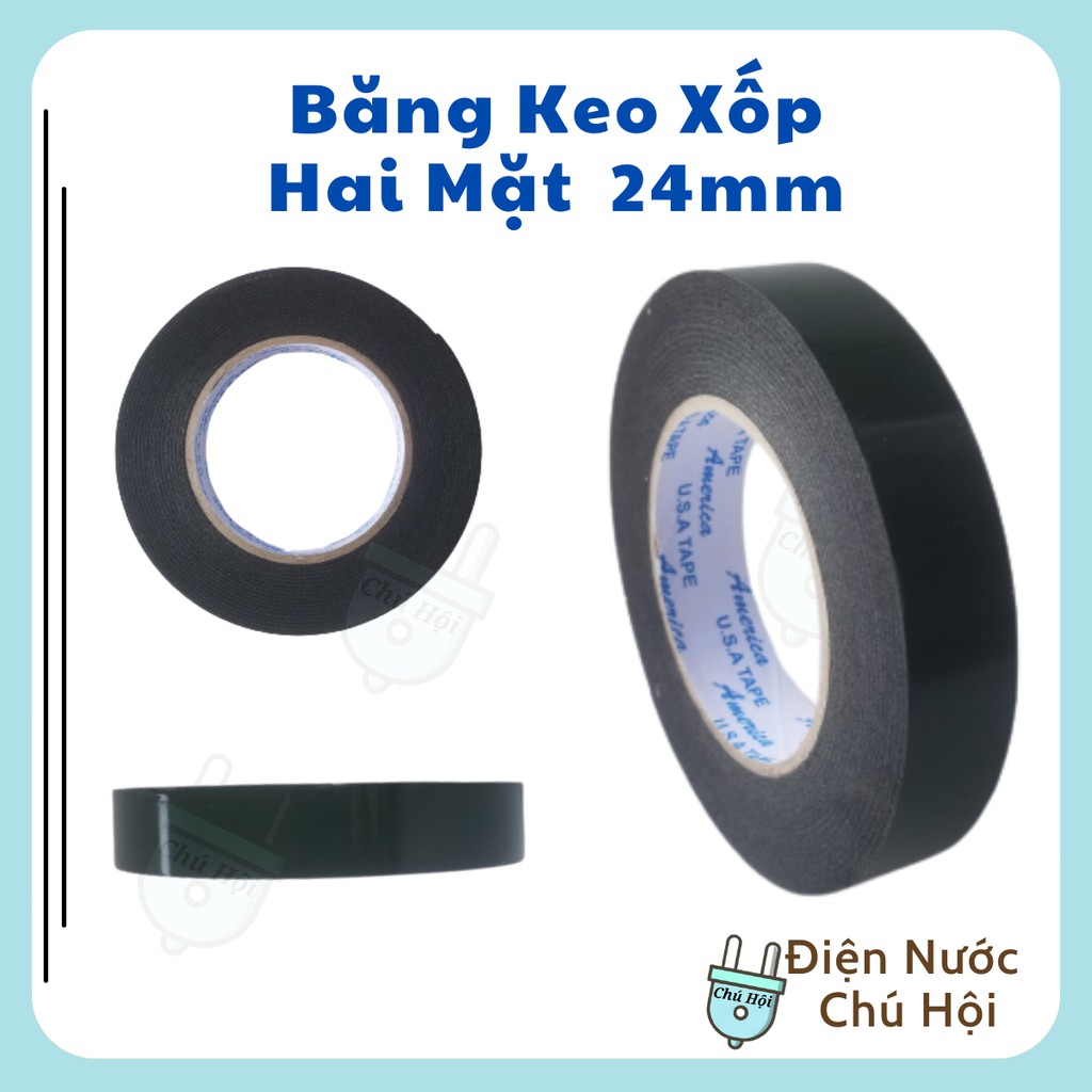Băng keo xốp 2 mặt đen siêu dính điện nước chú Hội