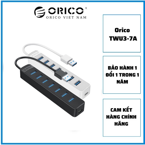 Bộ Chia, Hub ORICO TWU3-7A USB 3.0 7 Cổng - HUB USB 7-Port, bảo hành chính hãng 1 đổi 1 trong vòng 12 tháng