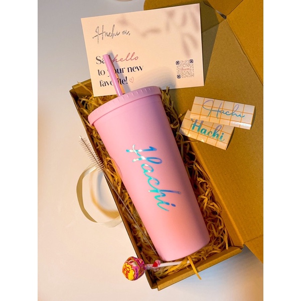 Ly Nước 700ml kèm Ống Hút Màu Pastel