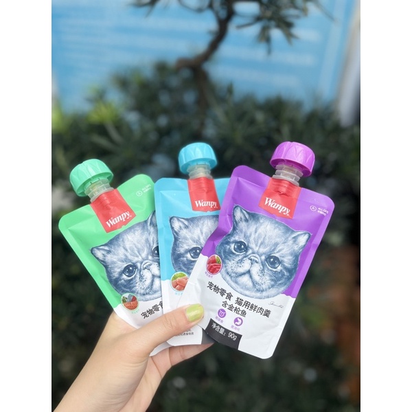 Pate Wanpy nắp vặn 4 mùi vị cho mèo 90G