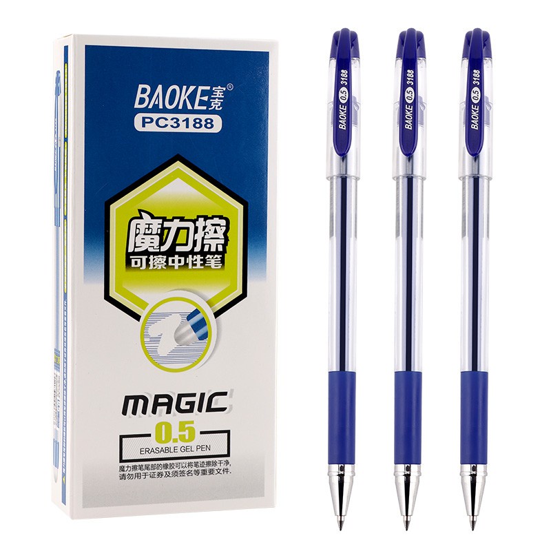 Bút viết gel học sinh xóa được 0.5mm - BAOKE PC3188 màu xanh, tím